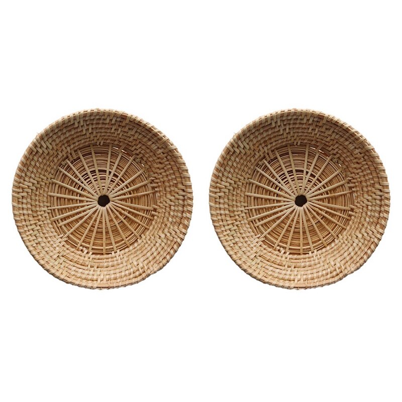 Handgeweven rotan opbergmand met handvatten Rieten ronde organizer dienblad picknickmand plat brood voedsel fruit cake diversen doos keukendecoratie /55 (Color : B, Size : Small