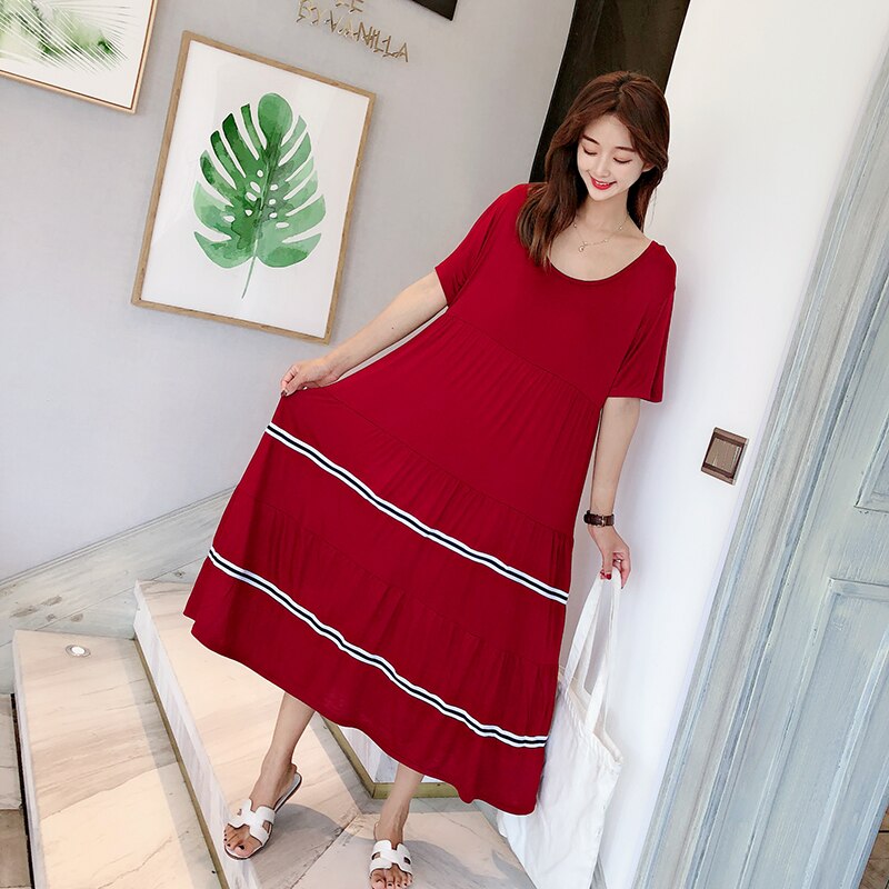 Oversize Ladys Modal Basic Nightgown Nightie Long Maternity Dress Home Dress Sleepwear Pregnant Night Shirt Loose Nightwear