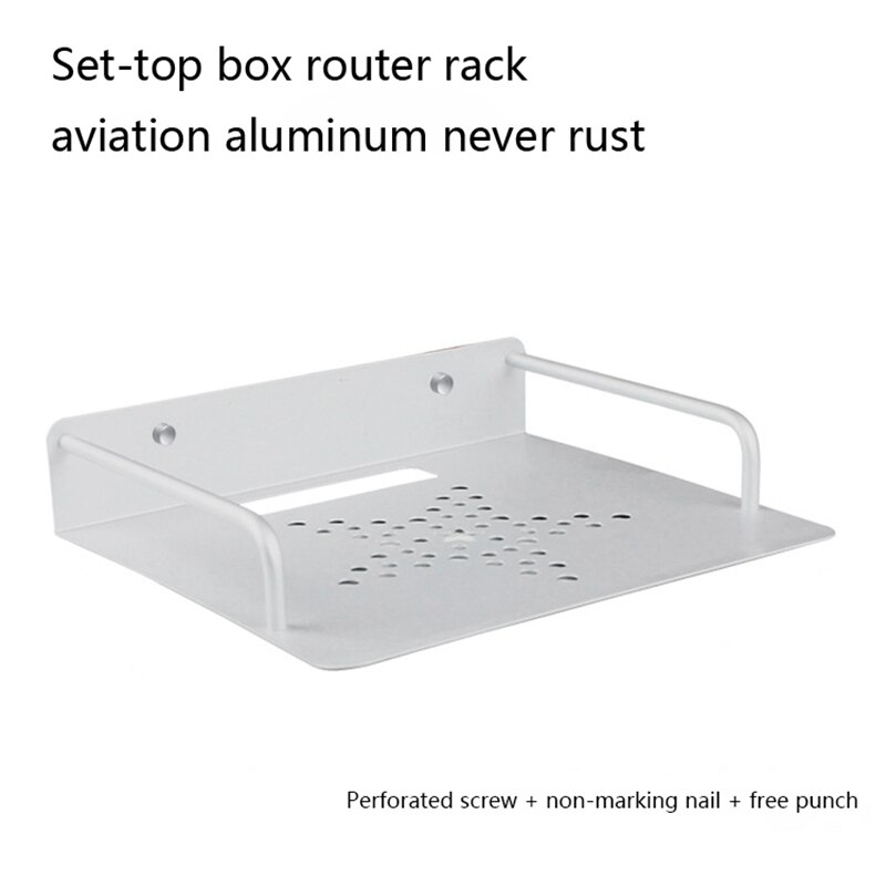 Montado en la pared de almacenamiento de caja de TV estante para enrutador Set Top soporte de caja Mini PC reproductor de DVD, soporte de aluminio de una sola capa espacio