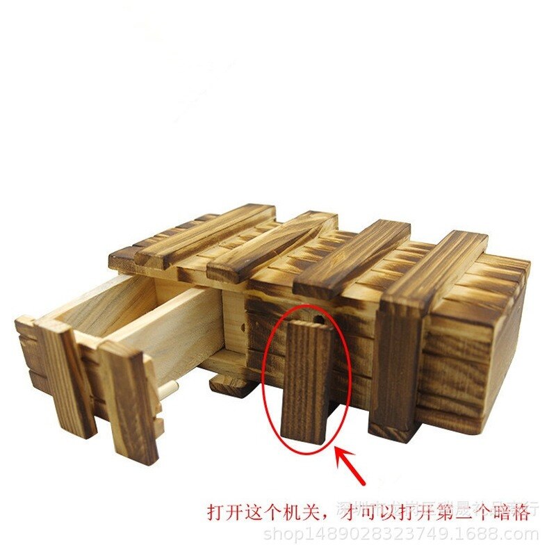 Intelligence Magic Puzzle Wooden Puzzles Secret Box Compartment Brain Teaser Secret Drawer Brain Teaser Logic Magic Toys