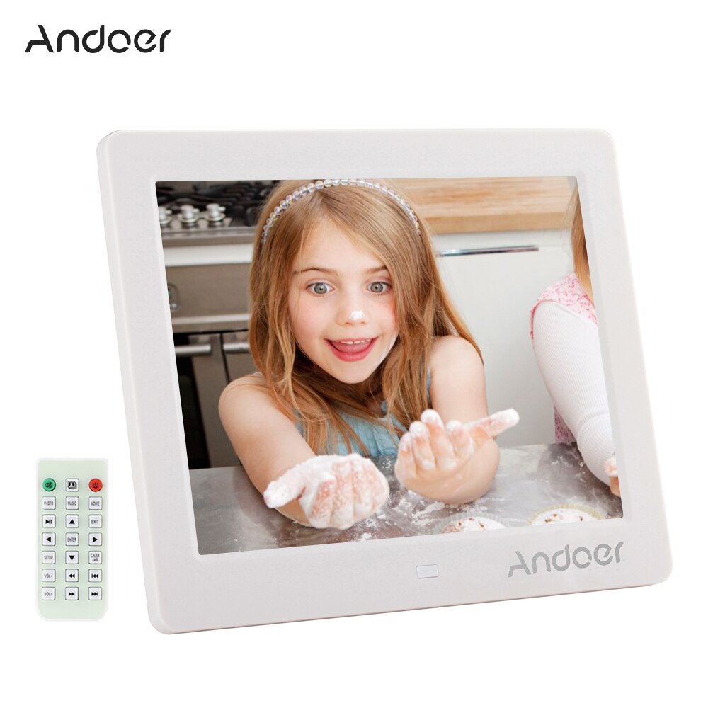 Andoer 8" HD Digital Photo Frame with Alarm Clock MP3 MP4 Movie Player Function with Remote Control