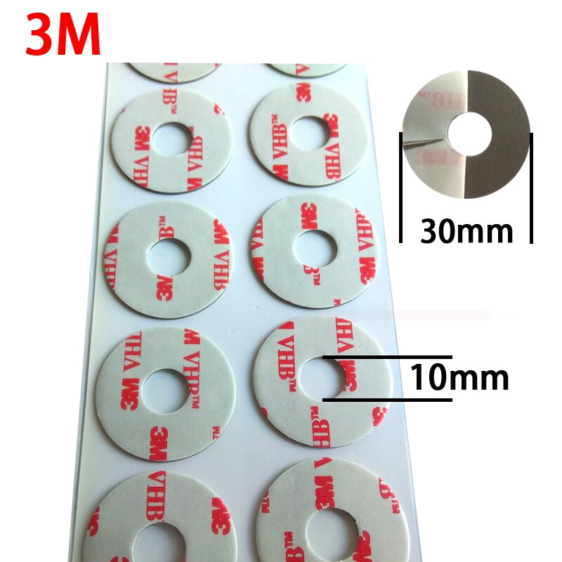 3M VHB 4941 Strong Adhesive Double Sided Sticky Pad Mounts Pads Washers Centre Hole For Pop Up Phone Holder Round 30mm