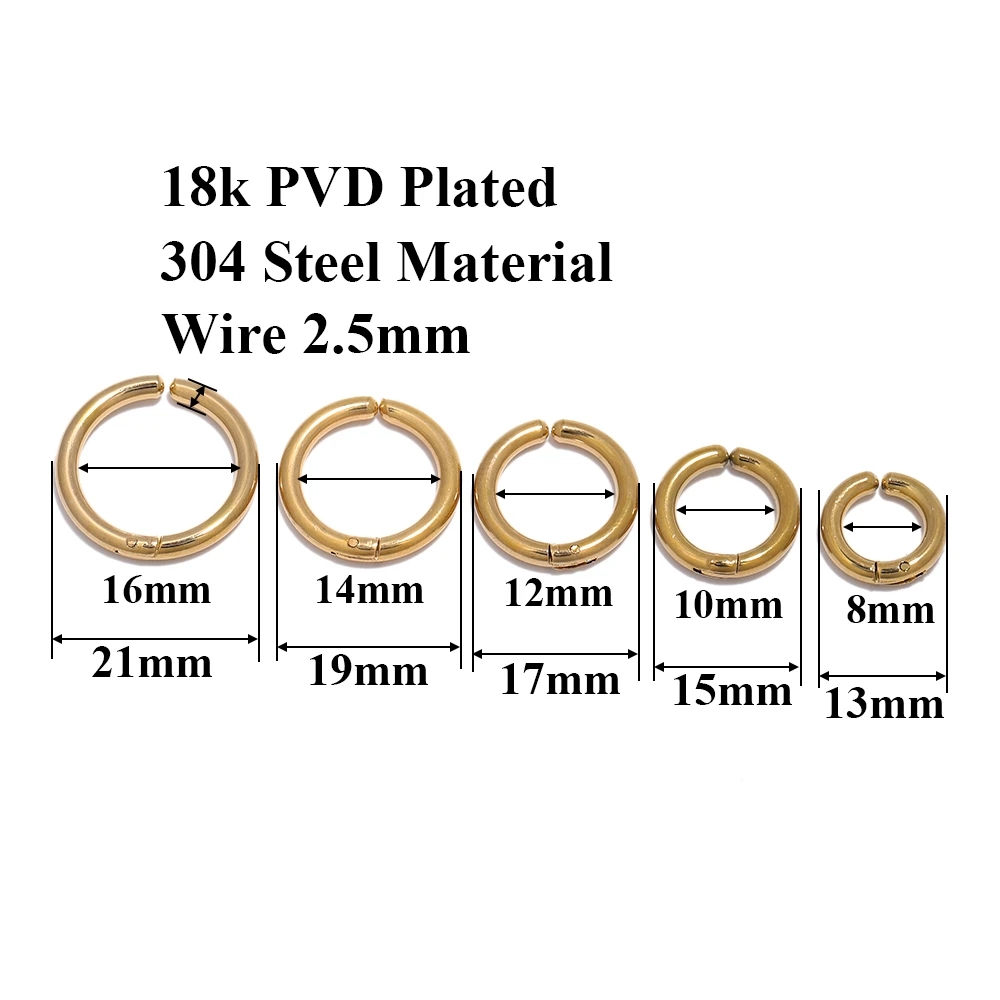 6pz/3coppie Orecchini a clip per orecchio in acciaio inossidabile per donna Uomo non penetrante Cerchio per orecchio rotondo Orecchini finti punk Gioielli per orecchio semplice