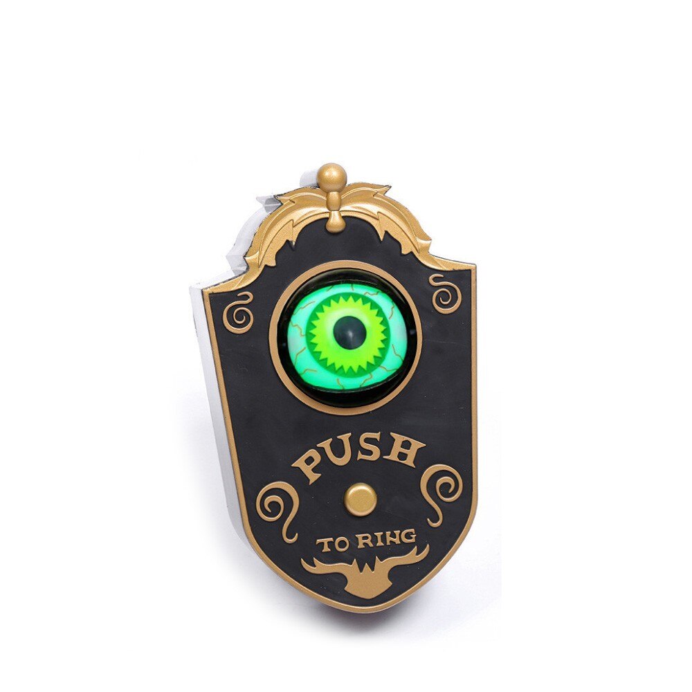 En eyed doorbell halloween dekorasjon med brennende øyne skremme stemme hjemsøkt hus dør dekorasjon elektrisk leketøy skrekk rekvisitter 1pc: Svart