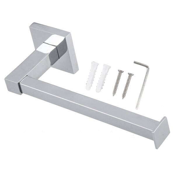 Chrome Square Bathroom Toilet Roll Holder. Wall Mounted Toilet Roll