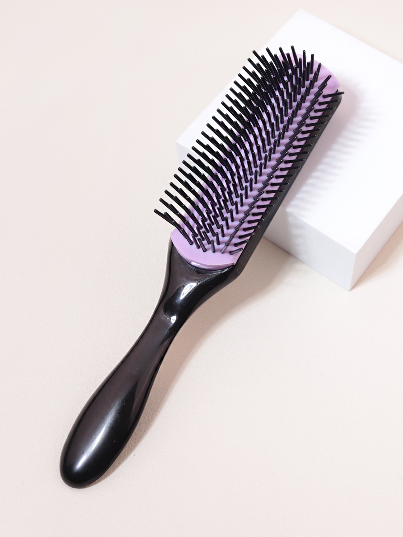 Cepillo de peinado clásico de 9 filas y 5 filas, cabello rizado y liso, cabello grueso natural, separación de soplado, herramienta de modelado y peinado: Morado