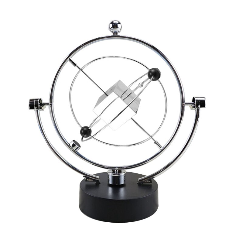 Kinetic Art Asteroid Electronic Perpetual Motion Desk Toy Home Decoration 7 Different Models Ball/Moon/Cube/Cupid: Silver square 007