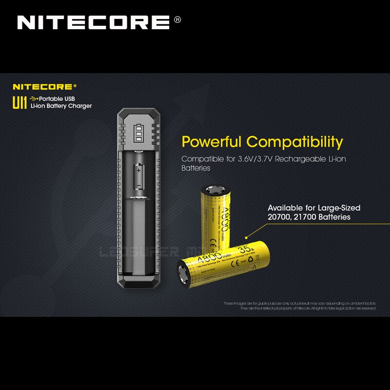 Nitecore carregador usb portátil ui1 para baterias li-ion/imr