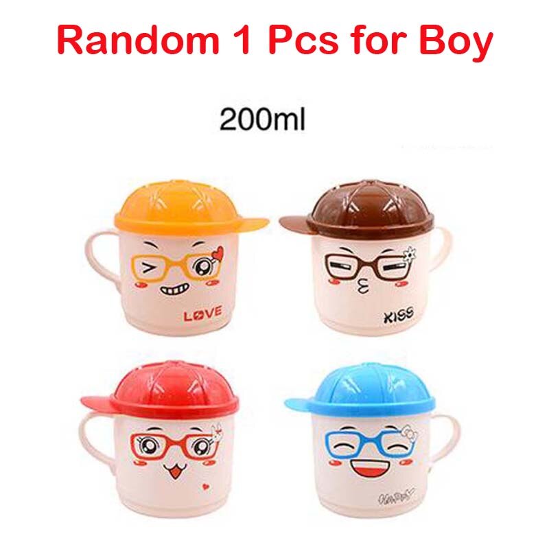 Taza de agua de 200ml para bebé, vaso de alimentación de bebé de Salud Ambiental, vaso de zumo de leche de dibujos animados para niños, 1 ud.: Boy Color Lid Cup