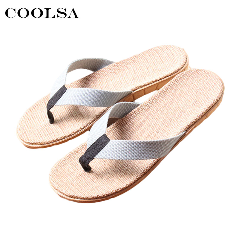 Votoda sommar herr linne tofflor tyg webbing lin flip flops platta halkfria hem tofflor man casual strand sandaler skor