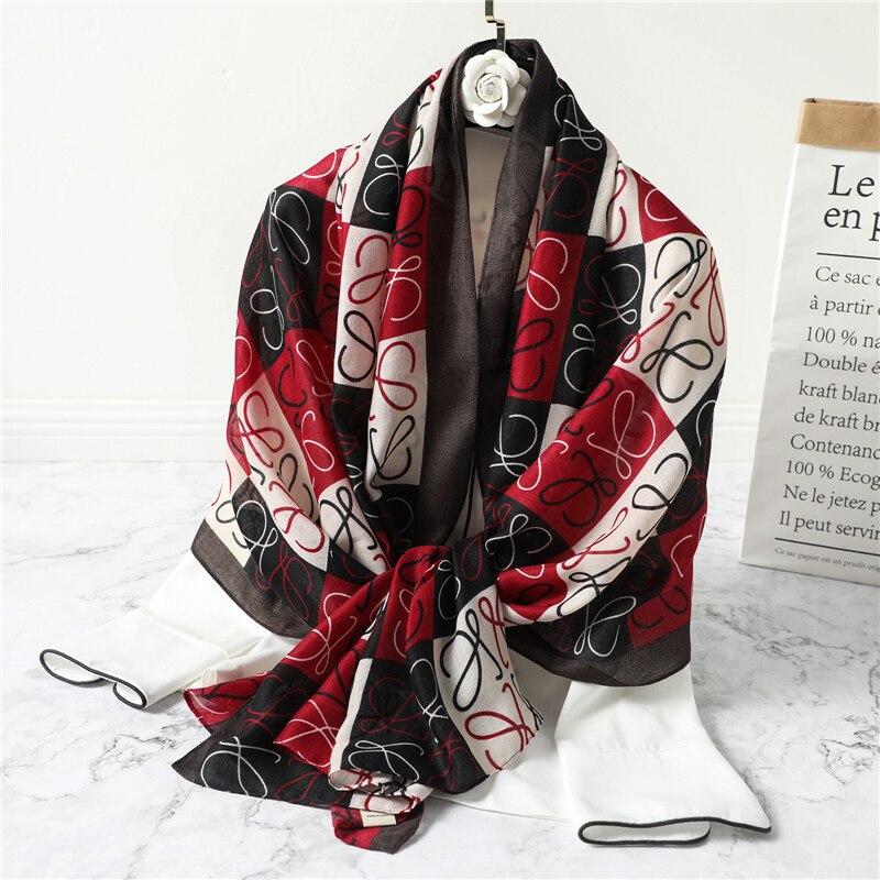 Print dames katoenen sjaal hijab sjaal wikkeldoeken dames geruite foulard wintersjaals pashmina warme sjaals bandana