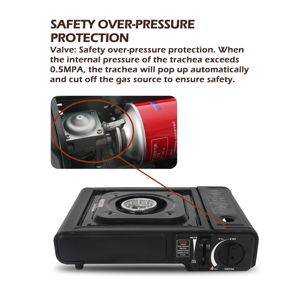 ITOP extérieur Portable Cassette cuisinière à gaz pique-nique Camping cuisinière batterie de cuisine gril cuisinière à gaz cuisinière équipement de cuisine noir IT-CLB