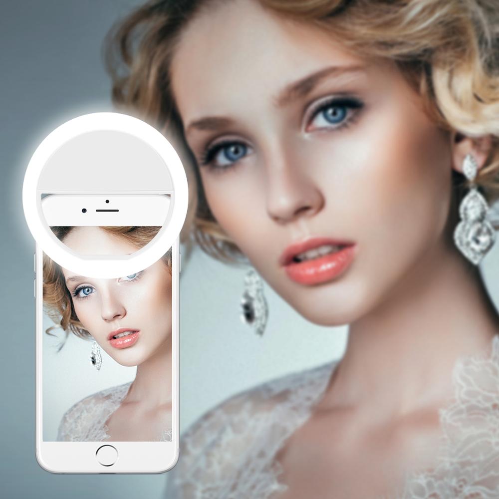 Anillo de luz de relleno LED portátil para selfi, lámpara con Clip para cámara de teléfono, lámparas de noche para mujer y niña, luces que mejoran la belleza