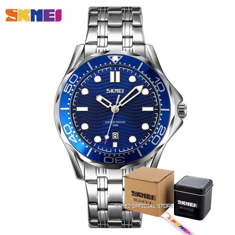 SKMEI-reloj de pulsera con movimiento de cuarzo japonés para hombre, cronógrafo tridimensional con textura, esfera con fecha y hora, 9276: color1 with box