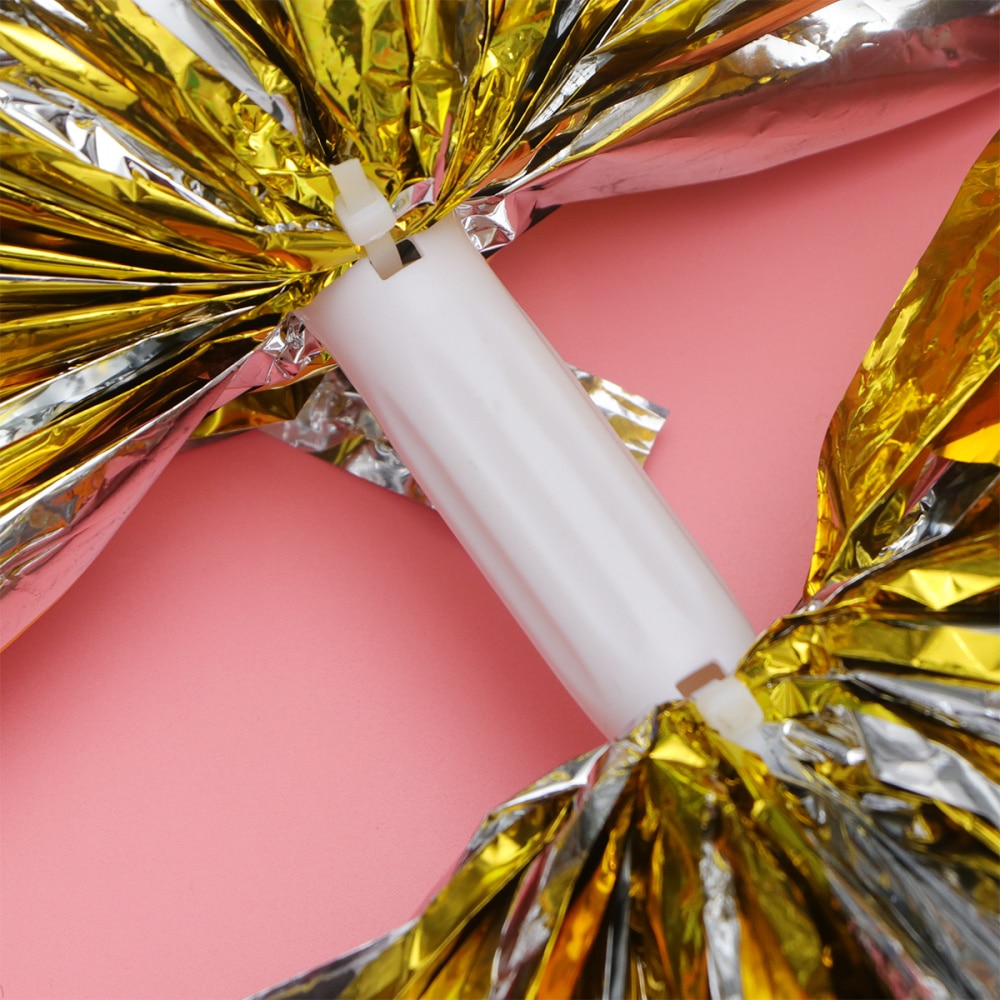 2 Pcs Cheering Balls Squad Spirited Shinny Cheerleading Kit Cheer Poms Cheerleaders Supples with Handle for Competition