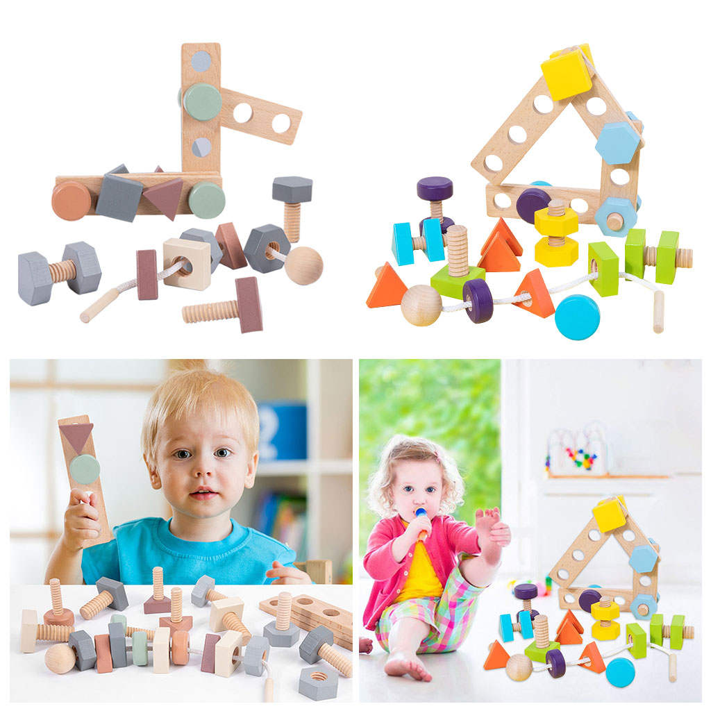 Educational Nuts Bolts Toys Screw Nut Assembling Color Assembling Beading Early Education Fine Motor Skills Enlightenment