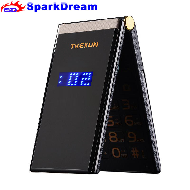 TKEXUN M2 Flip Phone Metal Body Senior Dual Sim Camera MP3 MP4 Touch Screen Luxury 3.0 Inch Mobile Phone