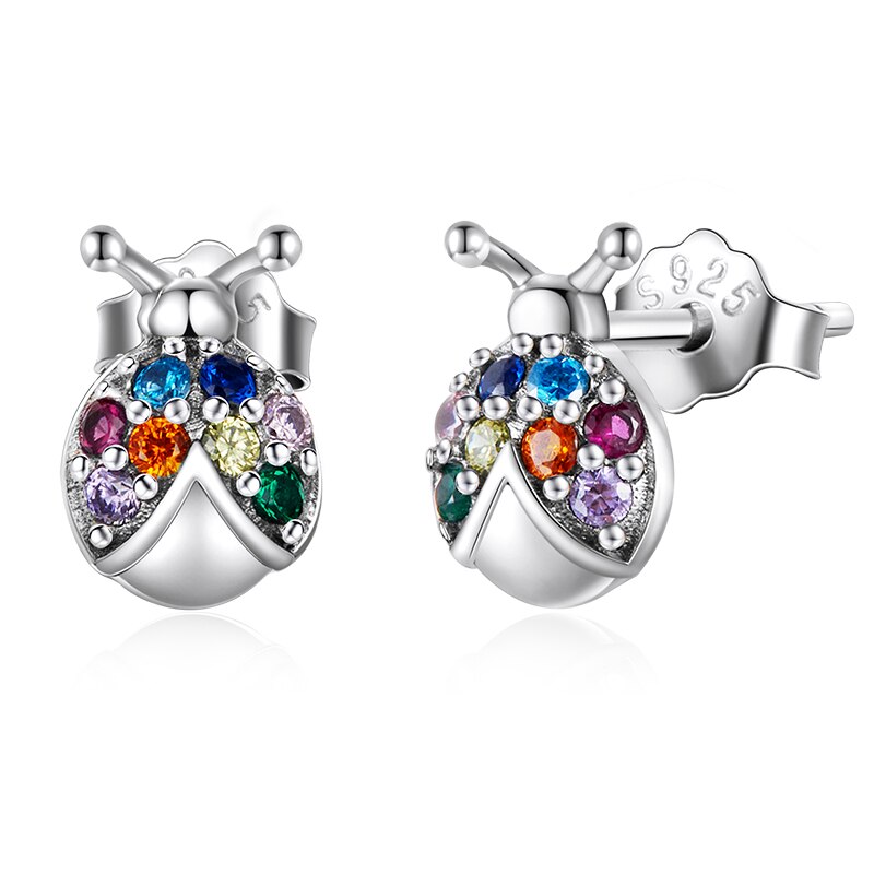 Wostu 925 ohrstecker aus sterlingsilber mit bunten schmetterlingen, schlichte zirkonia-ohrringe für damen, feiner silberschmuck: Cte 560