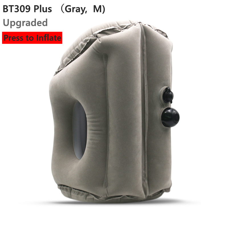 Opblaasbare Kussen Innovatieve Air Reizen Nek Kussens Hoofd Chin Ondersteuning Kussen Voor Vluchten Auto Vliegtuig Kids Dutten Kussens: BT309 Plus-M Gray