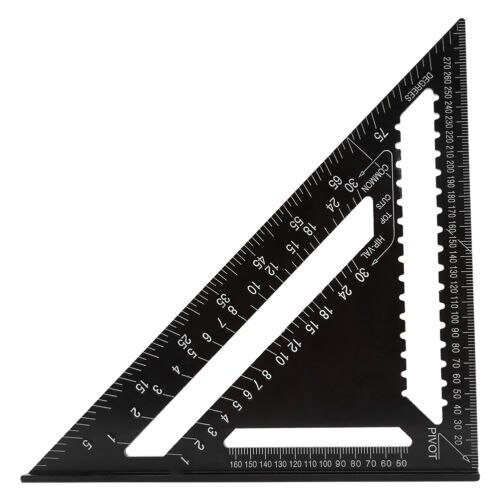 JUSTINLAU 43X30X30cm Angle Ruler 12 inch Metric Aluminum Alloy Triangle Ruler Black Triangular Ruler