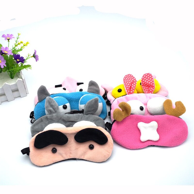 1 Pcs Cartoon Animals Shape Sleeping Eye Mask Soft Plush Travel Sleeping Blindfold Durable Eyepatch Travel Accessories