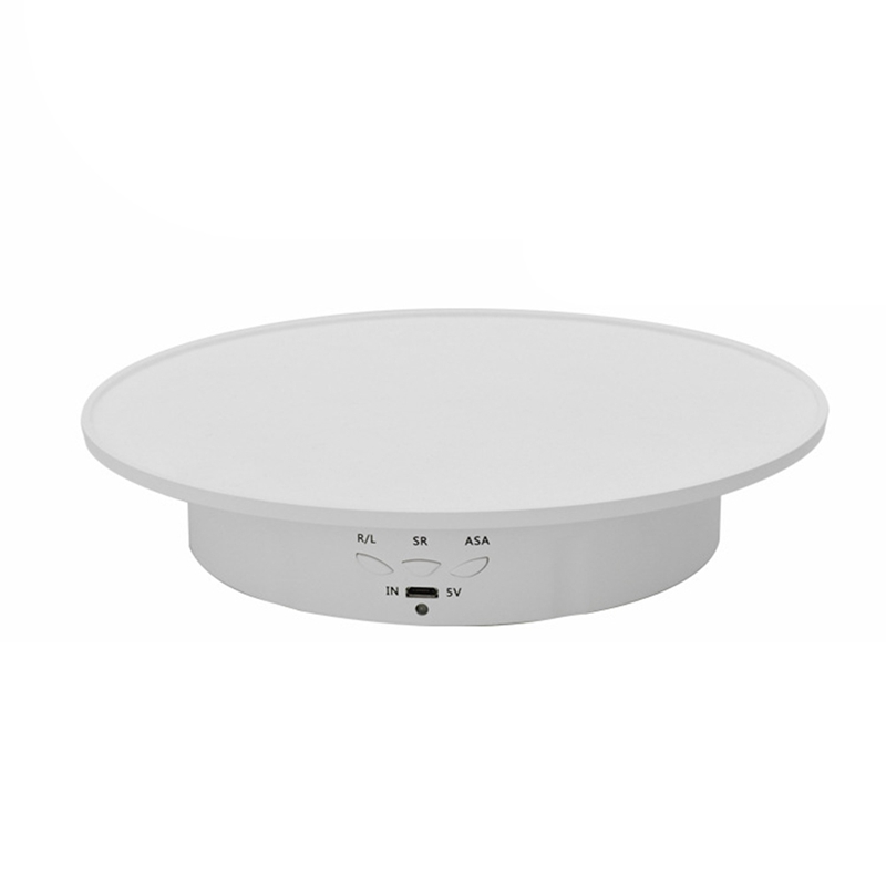 3 Speeds 20Cm Intelligent Electric Rotating Display Stand Turntable Jewelry Holder Battery/USB Power: WHITE