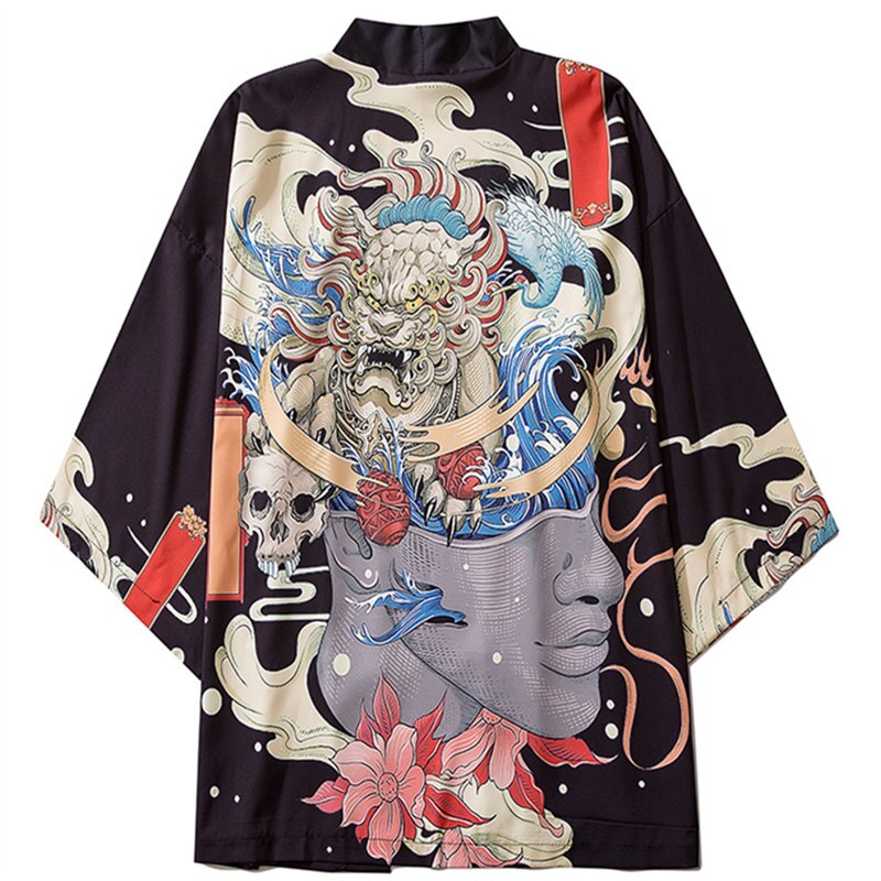 Aziatische Kleding Mannen Vrouwen Vest Blouse Top Streetwear Japanse Stijl Yukata Harajuku Kimono Cosplay Zwart Haori Obi