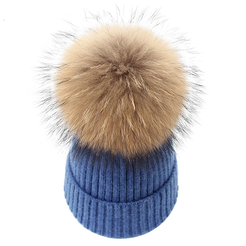 Vinter brand kvindelig pels pom poms hat vinter hat til kvinder piger hat strikkede beanies cap hat tyk kvinder uld skullies beanies