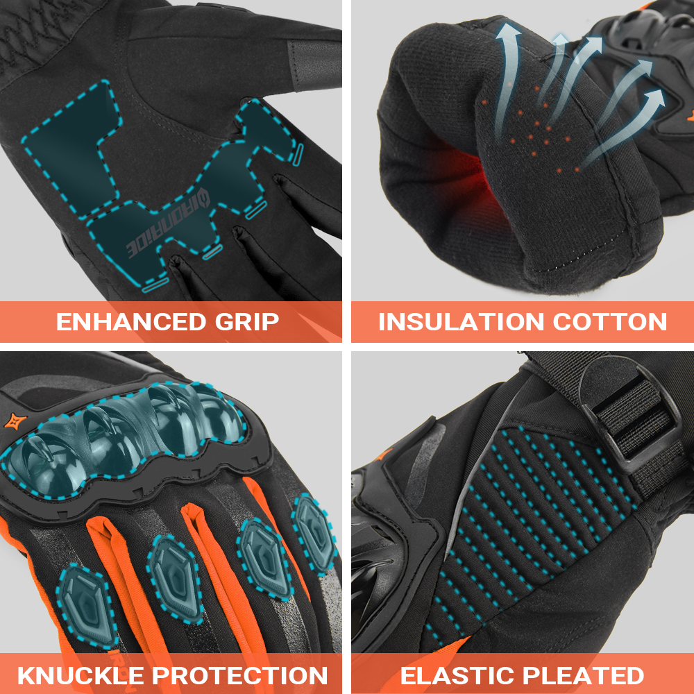 Guantes de Moto con pantalla táctil para motocross, Guantes protectores impermeables a prueba de viento para invierno, Guantes para Moto Luvas para montar