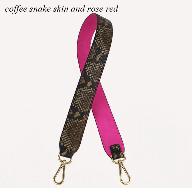 PU Leather handbag strap brand panelled snake leopard bag strap chic bag necessary women shoulder bag belts qn014: snake skin rose red