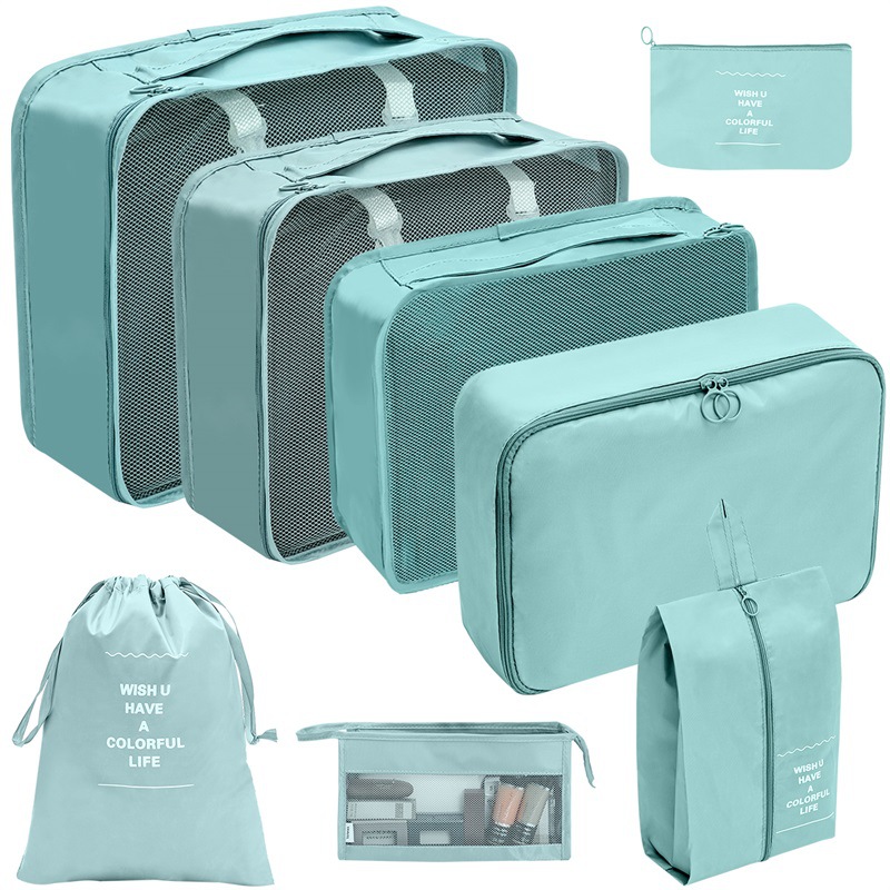 7/8/9/10 Pcs Set Reise Veranstalter Lagerung Taschen Koffer Verpackung Würfel Set Fällen Tragbare Gepäck Kleidung Schuh ordentlich Beutel Falten: Freier Raum