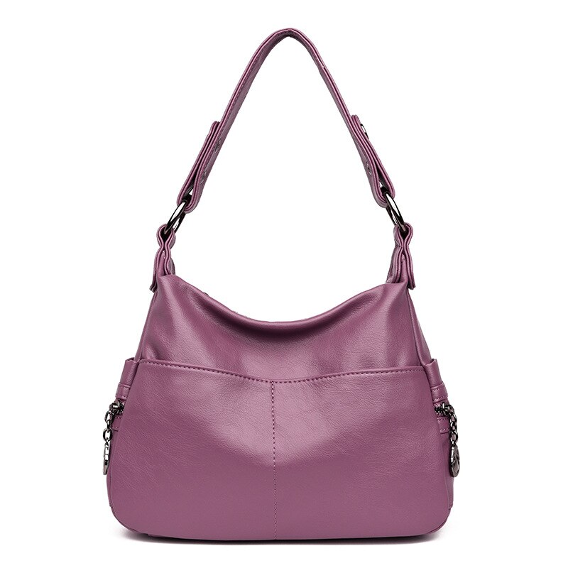 Casual female tote shoulder bag women's soft leather handbags ladies china black wine hand bag crossbody bags for women sac: violet purple