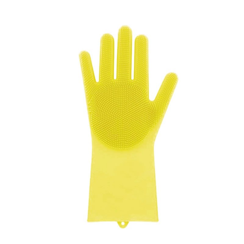Silikone skrubberhandsker opvask af bil rengøring mad service prep kæledyr hårpleje handsker køkken madlavning specialværktøj gadgets: Gul