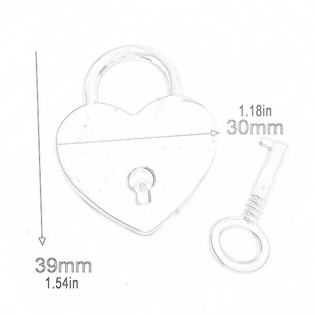 Cadenas en forme de coeur Vintage vieux Style Antique Mini cadenas avec serrure à clé pour voyage boîte à bijoux de mariage journal intime livre valise