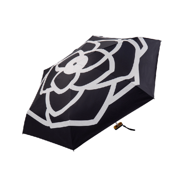 Ardeco kvinder paraply mini fem fold fladt håndtag sort belægning sol folde paraplyer udendørs børn lys: Sort