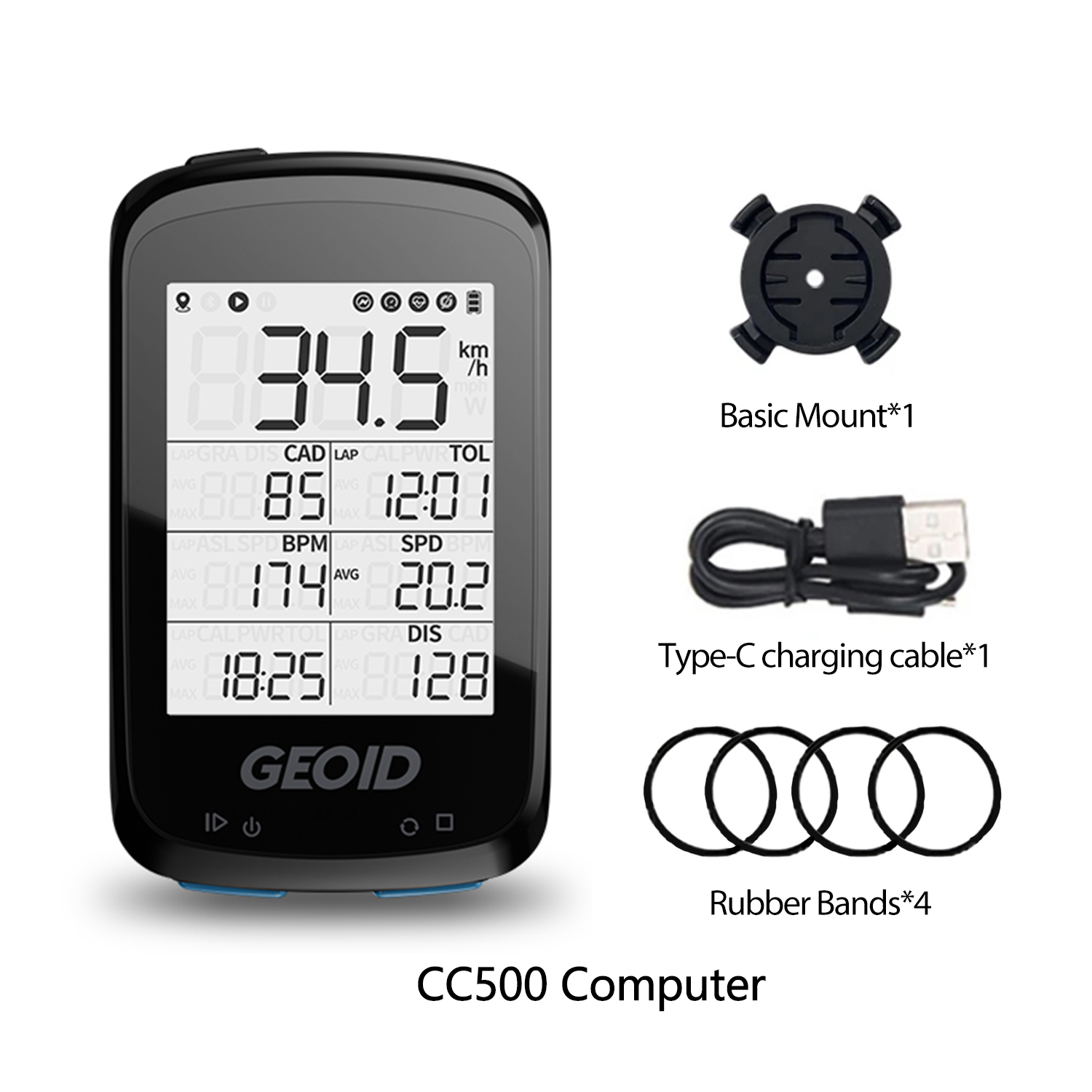 Geoid gps sykkel speedometer trådløs digital sykkelcomputer landevei mountainbike 2.5 vanntett stoppeklokke bluetooth maur+: Hvit