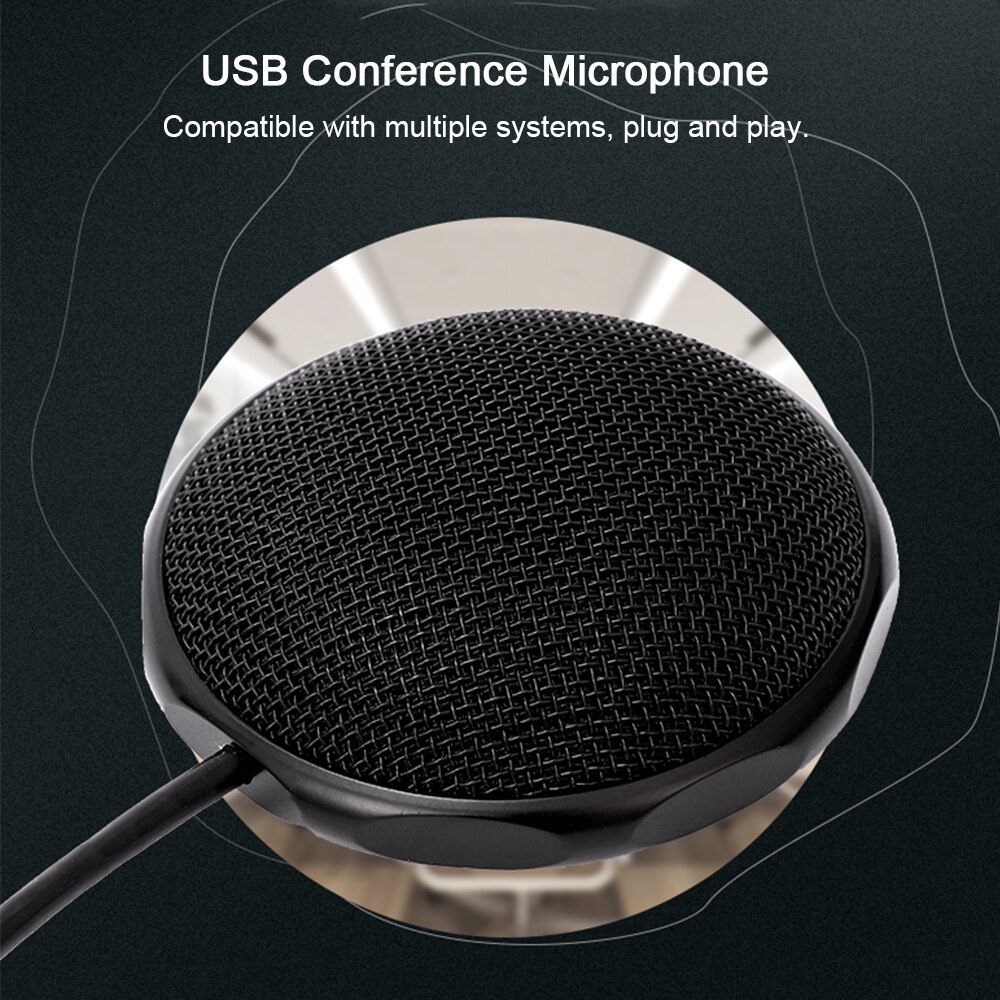 Micrófono de conferencia USB portátil, condensador omnidireccional de 360 ° para videoconferencia, videoconferencia, videojuegos, chat, PC, micrófonos