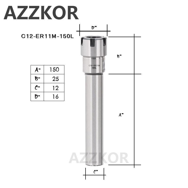 Straight Shank Handle Engraving Clamp Extension Collet Type M Chuck Holder Rod Tools Elongation ER8 ER11 ER1620 Milling System: C12-ER11M-150L