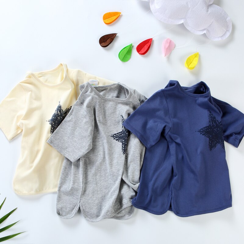 Jongens t-shirt kinderen ronde hals t-shirt kinderen kleding baby zomer jongens meisjes korte mouwen star kinderen katoen jongen tops