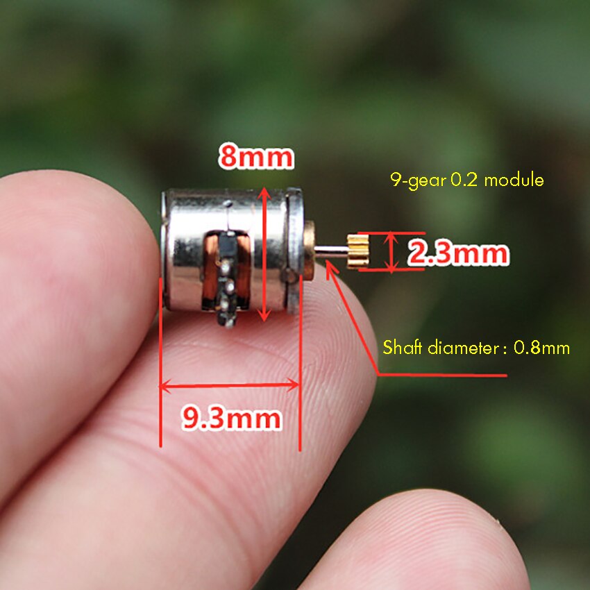 10PCS/Set 8mm Stepper Motor Micro Two-phase Four-wire Stepper Motor Stepping motor with 9 Teeth Gear, Shaft Diameter 0.8mm