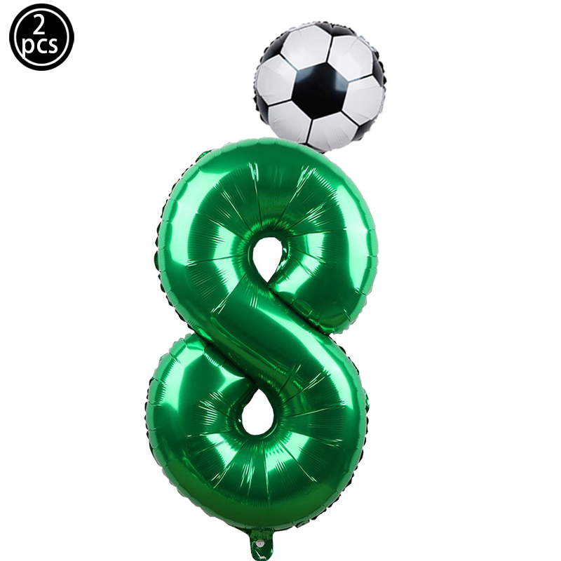 2pcs/lot 32inch Green Number Foil Ballons 18inch Soccer Helium Ballons Football Soccer Birthday Parti Sports Themed Party Decors