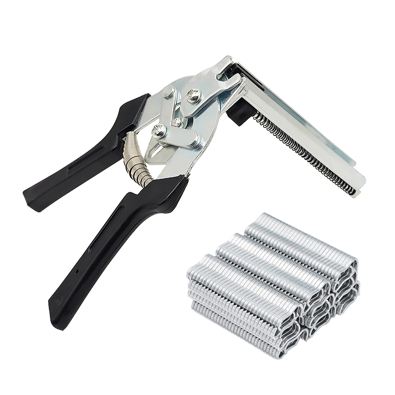 Alicates de anillo de cerdo, herramienta M, Clips, grapas, pollo, hámster, pájaro, conejo, jaula de malla, cercado de alambre, abrazadera enjaulada, suministros para aves de corral y animales: Gris
