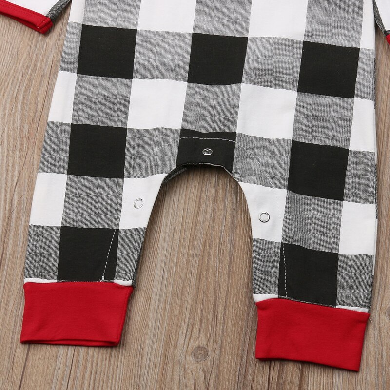 FOCUSNORM di Natale Appena nato Del bambino Della Ragazza del Ragazzo Del Pagliaccetto Lungo Del Manicotto del plaid Della Tuta Cappello Vestiti vestito impostato