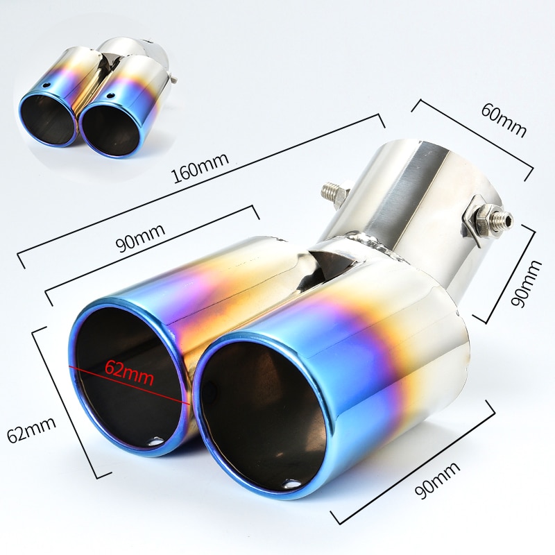 Uitlaatpijp demper uitlaatpijp uitlaat mondstuk uiteinde universeel roestvrij staal cirkelvormig schuin uiteinde één verandering twee dubbel uit