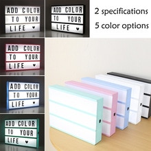 LED Light Box Letters DIY Lightbox Black Letters Cards Combination Night Light A4/A6 White Pink Black USB Powered Cinema Lamp
