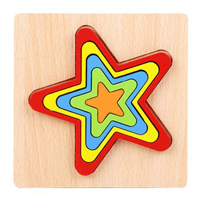 1PCS Wooden Puzzle Toys for Children Geometric Shape Montessori 3D Puzzle Toys for Baby Early Educational Learning: D