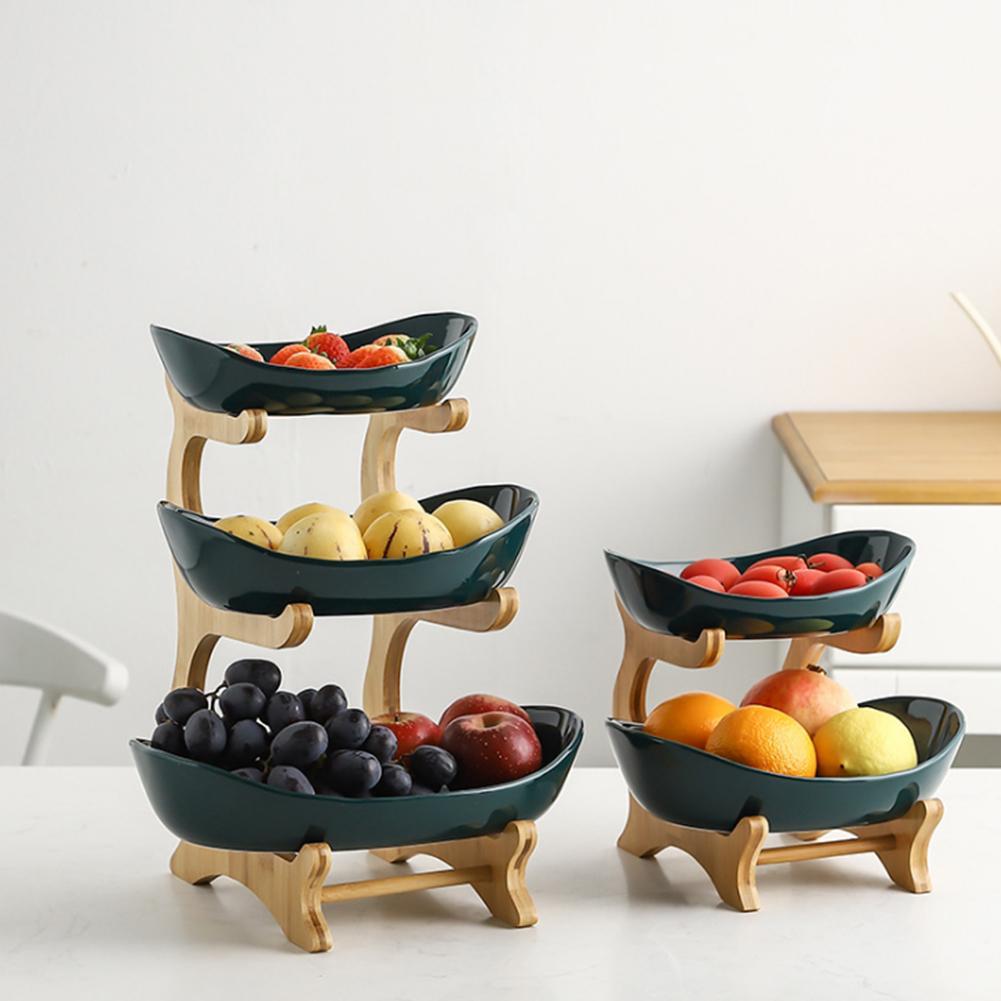 Bowl Food Fruit Plates Set Tableware Table Plates For Serving Plates Dinnerware Wooden Partitioned Dish Snack Candy Cake Stand