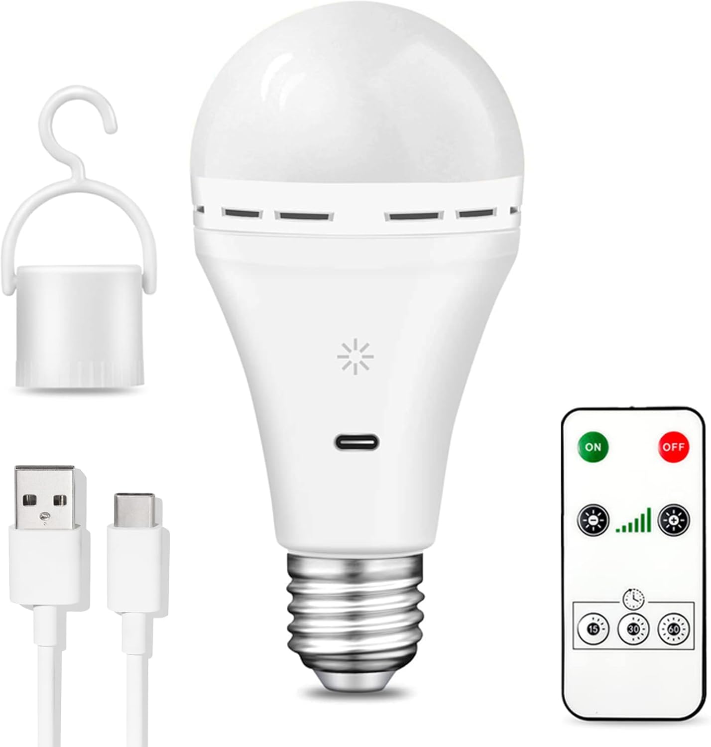 Usb-oppladbar lyspære for varme bordlamper  e26 dimbare led-pærer med berøringskontroll og timer for nødbelysning i hjemmet: Lysegrå