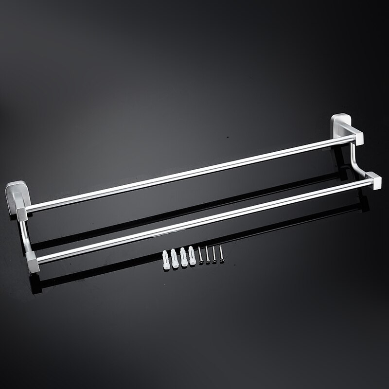 Porte-serviettes Double en aluminium | Porte-serviettes de toilette, porte-serviettes mural, accessoires de salle de bain, porte-serviettes, étagère de rangement