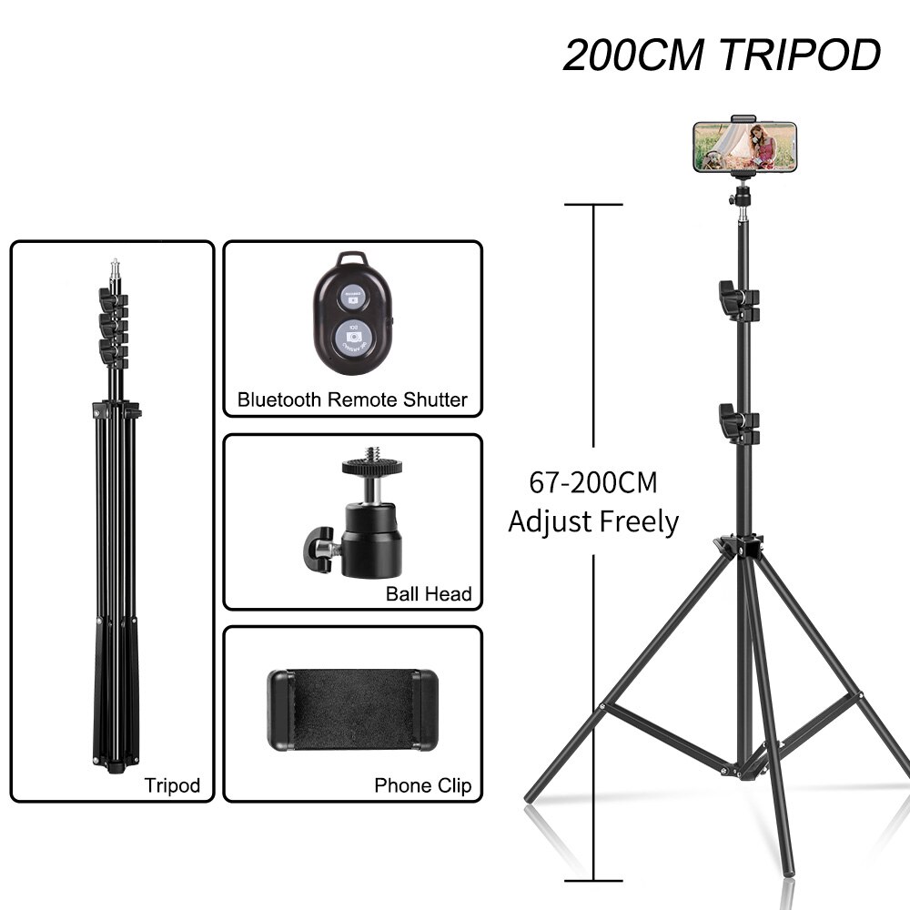 Tripod For Phone Tripod Stand Ring Light 1/4 Screw Head Flexible Selfie With Bluetooth Remote Control Holder For Phone: SH-SJJ-01-200